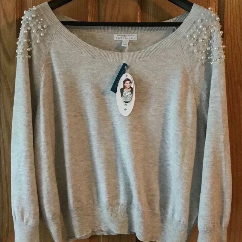 Ashley Nell Tipton sweater 3X  3/4 sleeve lt grey
